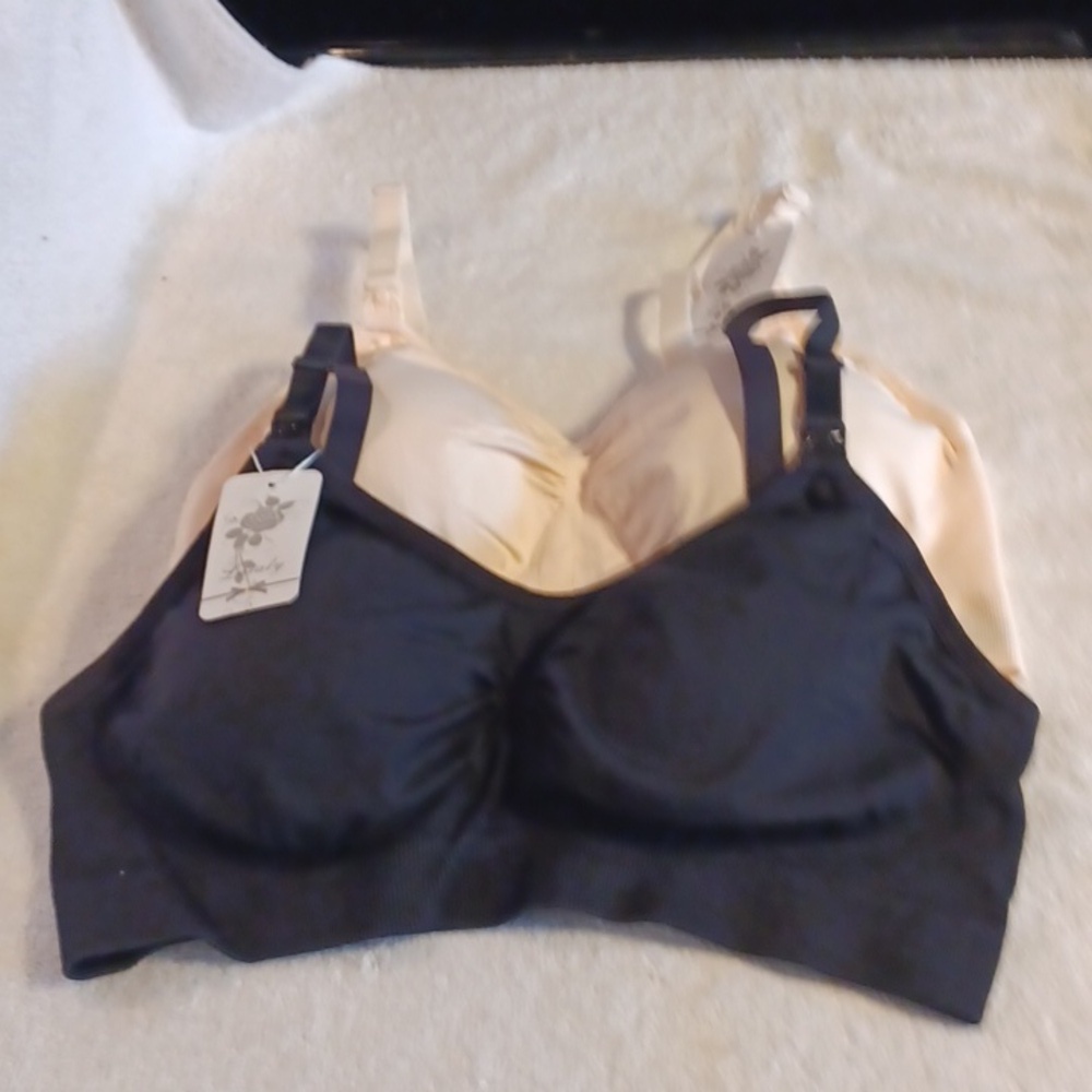 Nursing bra lately women's size xlarge  removable pads 2 bras pink and black